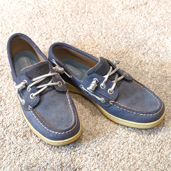 Like new Sperry Blue Suede Boat Shoes - Picture 1 of 4